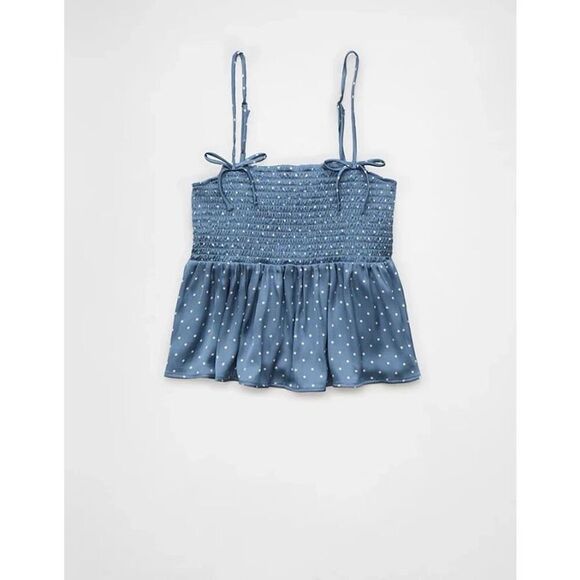 American Eagle Outfitters Polka Dot Bow Babydoll Satin Tank Top Size XS - Picture 1 of 10